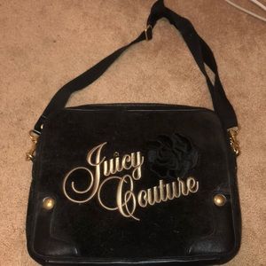 Juicy couture black velour laptop messenger bag